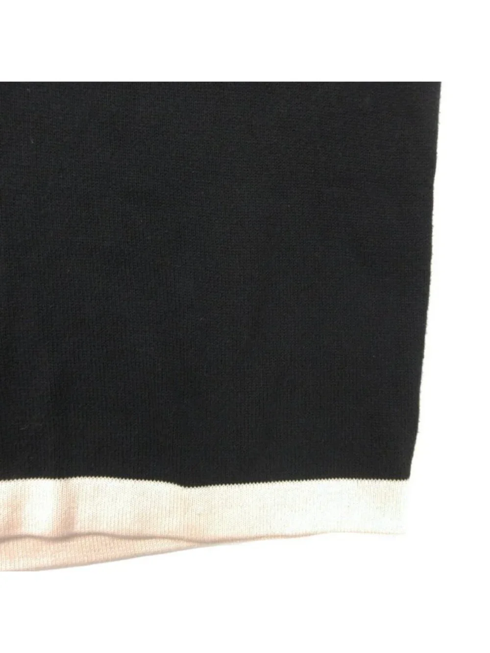 Chanel Dress Bicolor Long Sleeve Scottish Knee Length Rib Cotton Drop Woolder